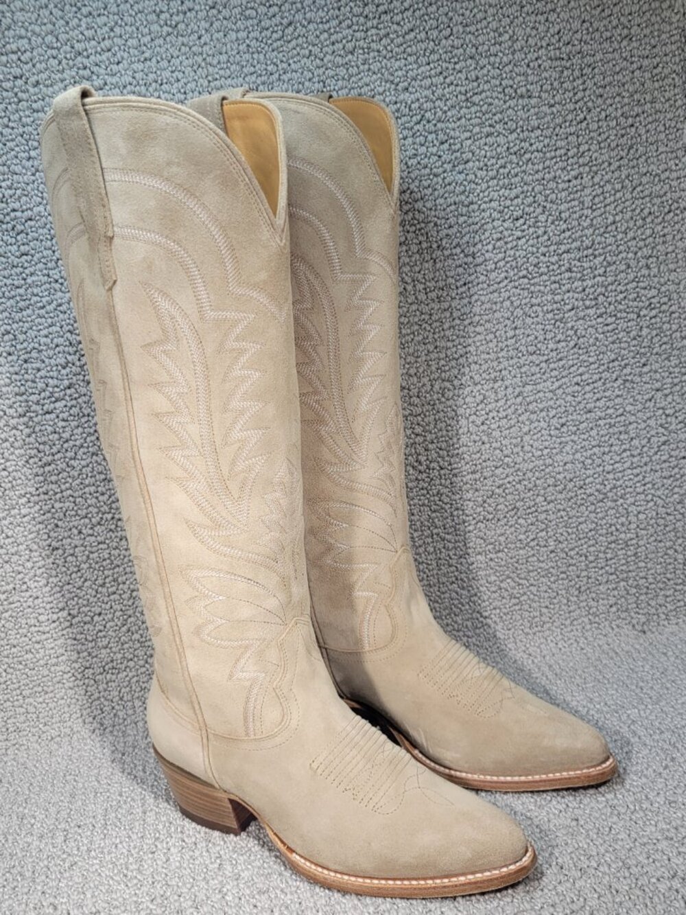 Tecovas The Abby Women's US Size 8B Driftwood Suede Cowgirl Boots - Picture 10 of 11